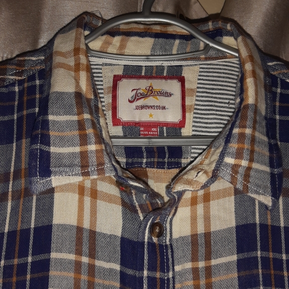 Blue & Beige Soft Cotton Flannel Joe Browns Shirt XXL Grunge Retro - Picture 5 of 9